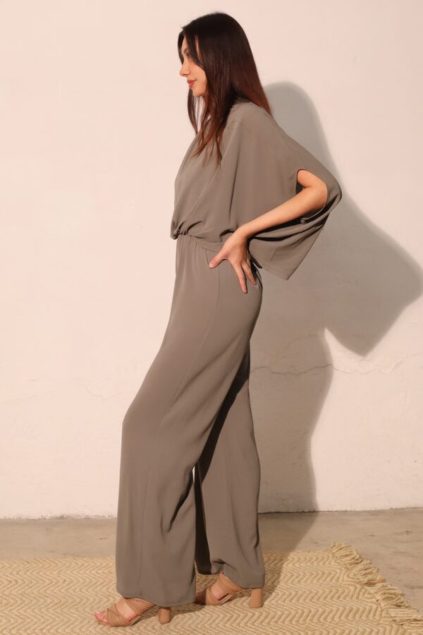 Mock-Neck Textured Caftan Jumpsuit – Made in USA