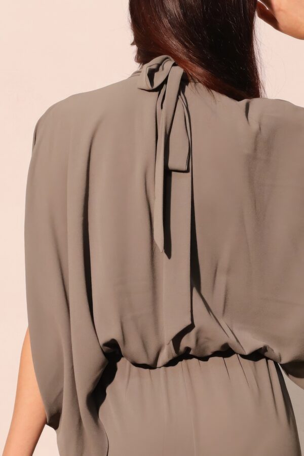 Mock-Neck Textured Caftan Jumpsuit – Made in USA