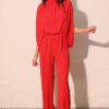 Textured Mock Neck Caftan Jumpsuit – Made in U.S.A.
