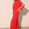Textured Mock Neck Caftan Jumpsuit – Made in U.S.A.