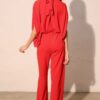 Textured Mock Neck Caftan Jumpsuit – Made in U.S.A.