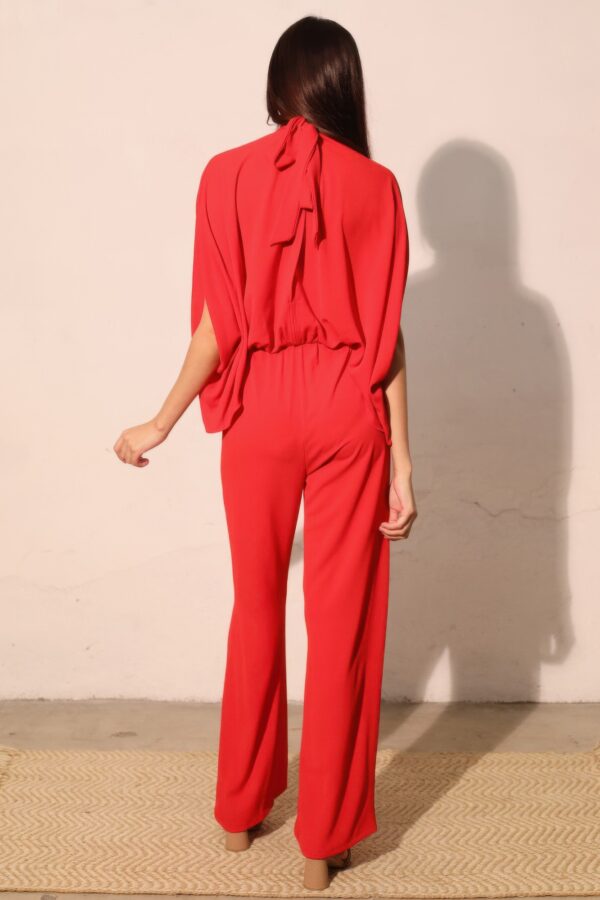 Textured Mock Neck Caftan Jumpsuit – Made in U.S.A.