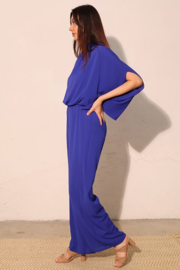 Mock-Neck Textured Caftan Jumpsuit – Made in USA