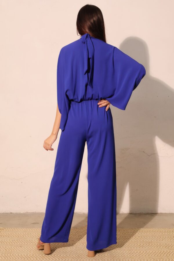 Mock-Neck Textured Caftan Jumpsuit – Made in USA