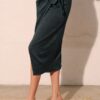 Washed Satin Crepe Side-Wrap Midi Skirt – Tie Waist