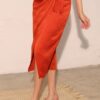 Washed Satin Crepe Side-Wrap Midi Skirt – Made in USA