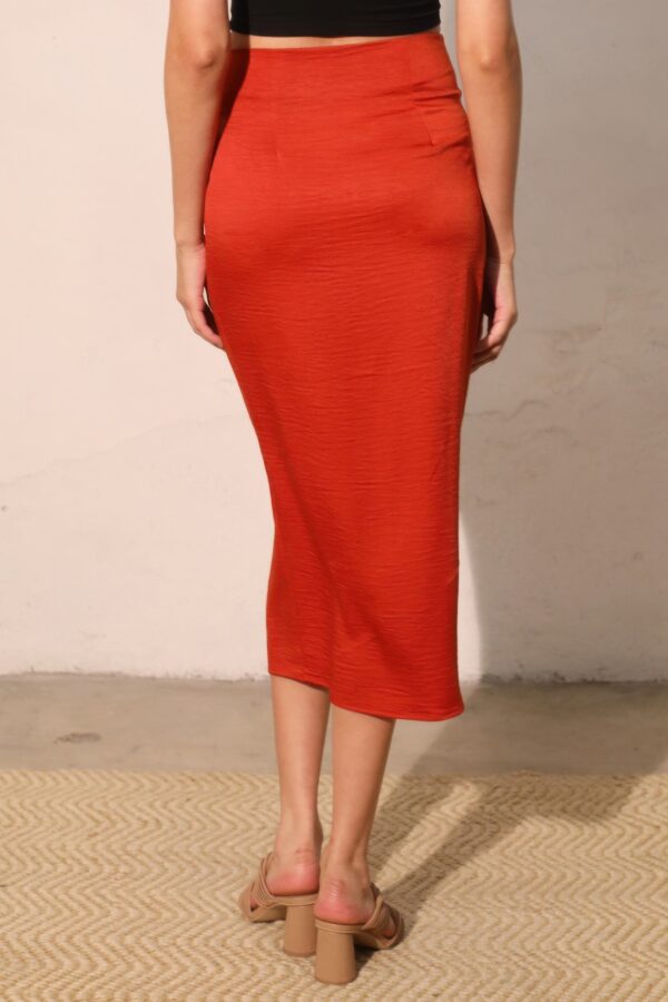Washed Satin Crepe Side-Wrap Midi Skirt – Made in USA
