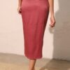 Side Wrap Midi Skirt in Washed Satin Crepe