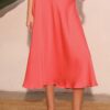 Washed Poly Silk Midi Swing Skirt – Vintage Pleats