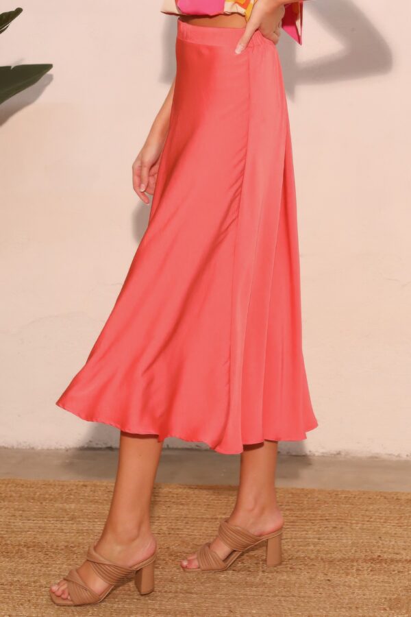 Washed Poly Silk Midi Swing Skirt – Vintage Pleats