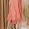 Washed Poly Silk Pleated Midi Swing Skirt