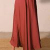 Washed Poly Silk Midi Pleated Swing Skirt