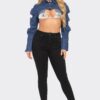 Cropped Denim Button-Down Bolero – Tailored Collar