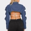 Cropped Denim Button-Down Bolero – Tailored Collar