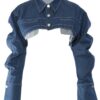 Cropped Denim Button-Down Bolero – Tailored Collar