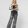 PU Leather Colorblock Jacket – High Neck