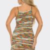 Multicolor Knit Mini Dress with Spaghetti Straps
