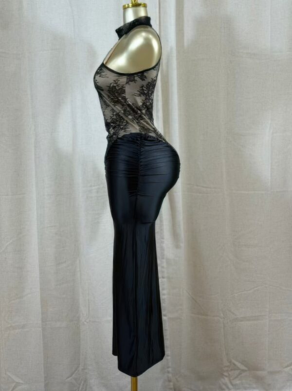 Crimson Halter Lace Hourglass Midi Dress