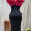 Midnight Magnolia Off-Shoulder Rosette Gown – Fuchsia