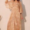 Boho Lurex Chiffon Cape Maxi Dress – Shimmer Overlay