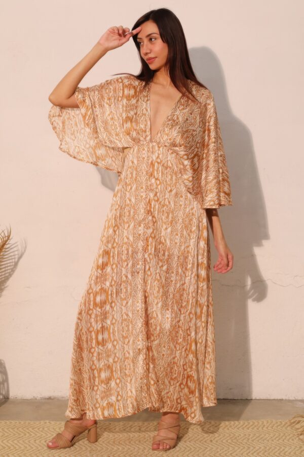 Boho Lurex Chiffon Cape Maxi Dress – Shimmer Overlay