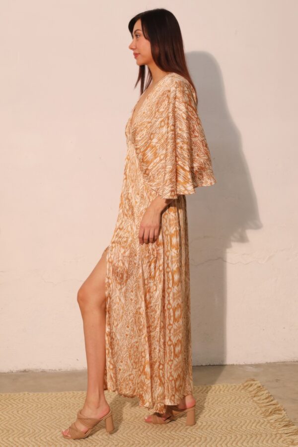 Boho Lurex Chiffon Cape Maxi Dress – Shimmer Overlay