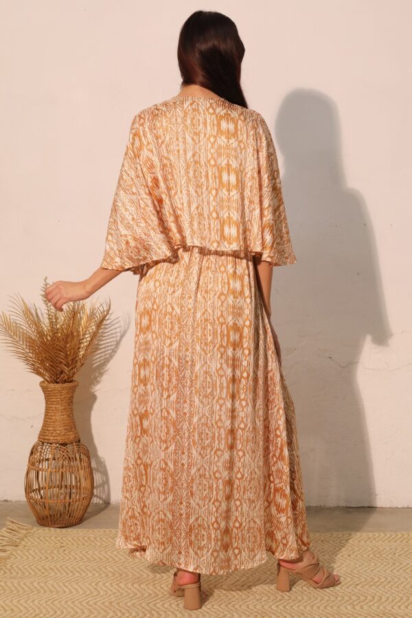 Boho Lurex Chiffon Cape Maxi Dress – Shimmer Overlay