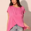 Washed Poly Silk Tulip-Hem Tunic Top – Made in USA