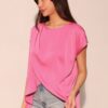 Washed Poly Silk Tulip-Hem Tunic Top – Made in USA