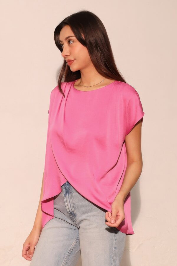 Washed Poly Silk Tulip-Hem Tunic Top – Made in USA