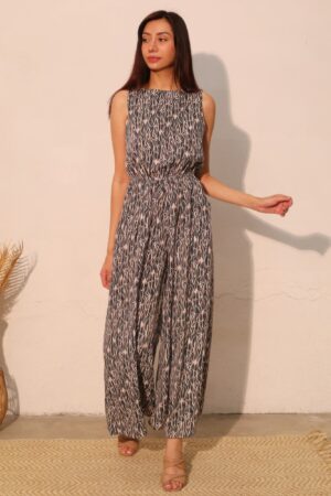 Night Meadow Sleeveless Bubble Jumpsuit – Flowy Bubble Silhouette
