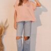 Washed Poly Silk V-Neck Tee – Silky Finish