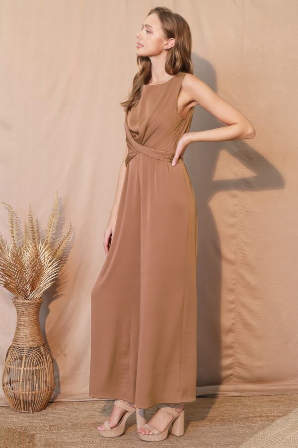 Washed Poly Silk Twist-Front Jumpsuit – Made in USA