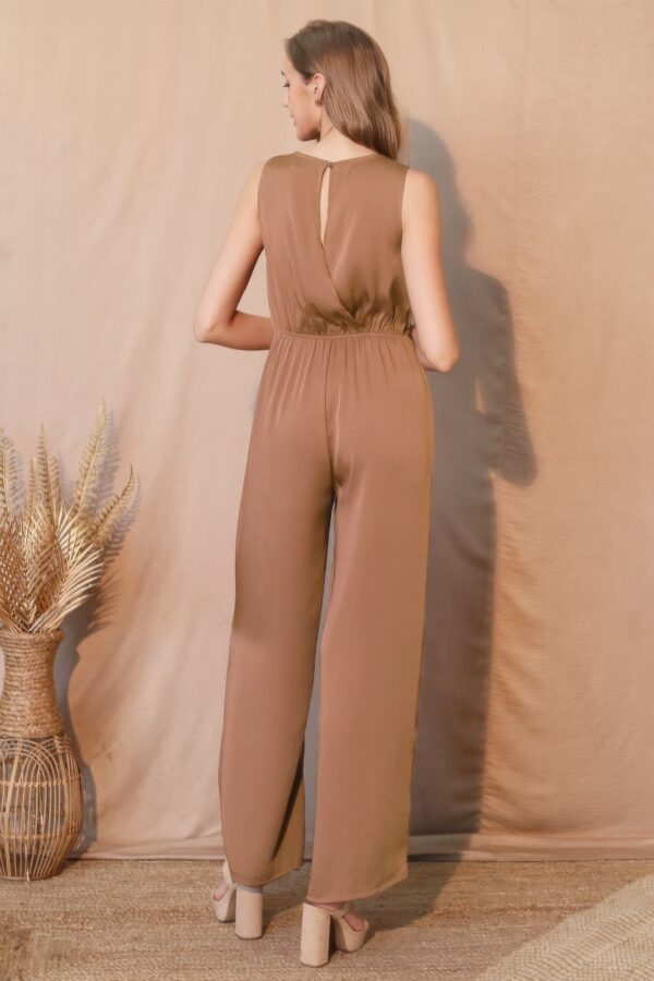 Washed Poly Silk Twist-Front Jumpsuit – Made in USA