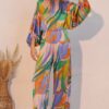 Isla Tropical Satin Boat-Neck Blouson Jumpsuit