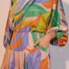 Isla Tropical Satin Boat-Neck Blouson Jumpsuit