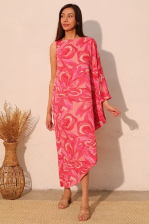 Chasing Petals One-Sleeve Dress – Floral Print