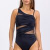 Obsidian Dream Mesh One-Piece Swimsuit – Black