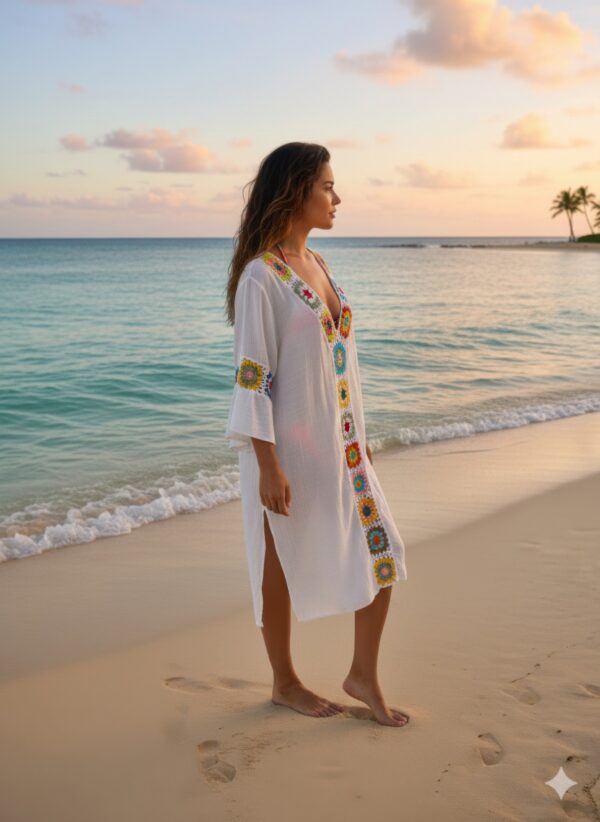 Crochet Maxi Cover-Up Dress – Open-Knit Viscose