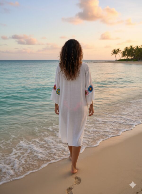 Crochet Maxi Cover-Up Dress – Open-Knit Viscose