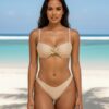 Beige Starfish 3-Piece Maxi Bikini Set with Gold Hardware