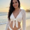 Netted 4-Piece Bikini Set with Mesh Crop Top