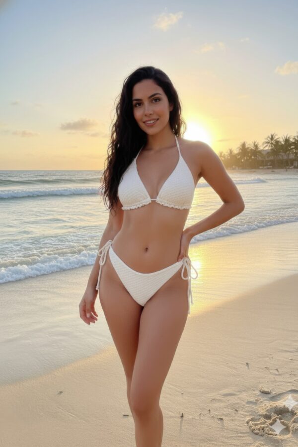 Netted 4-Piece Bikini Set with Mesh Crop Top