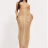 Metallic Ladder Cut Open-Back Maxi Dress – Gold/Silver