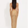 Metallic Ladder Cut Open-Back Maxi Dress – Gold/Silver