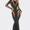 Mesh Cut-Out Maxi Dress with Metallic Finish