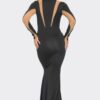 Mesh Cut-Out Maxi Dress with Metallic Finish