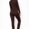 High-Collar Zip Jacket & High-Waist Legging Set – Chocolate/Black