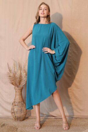 Matte Crepe One-Sleeve Dress – Asymmetrical