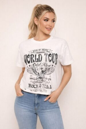 Rebel Rock Graphic Tee – Contrast Ringer Crew